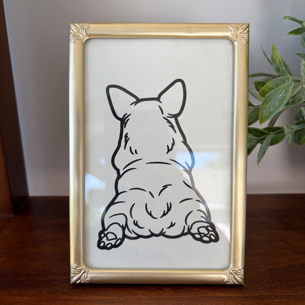 Connoisseur Bronze Frame French Bulldog Line Art Whimsical Dog Decor 4x6